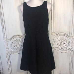 Jennifer Lopez Sleeveless Black Tweed Waisted Fit and Flair Dress Size 10